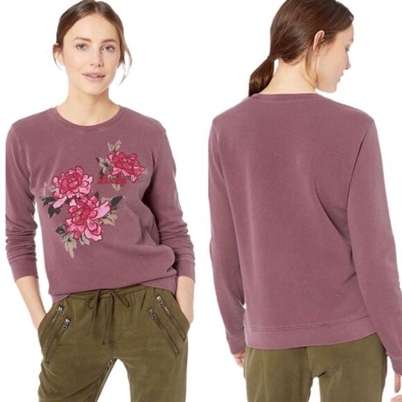 LUCKY BRAND BOHO FLORAL EMBROIDERED PULLOVER SWEATSHIRT NWT XS - Picture 1 of 11
